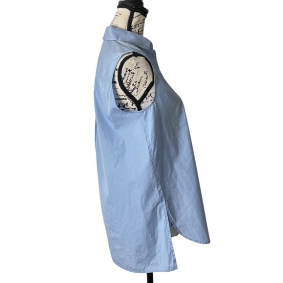 Max Mara Weekend Top Sleeveless Button-Up Light Blue Embroider Butterfly Size M - Picture 4 of 7